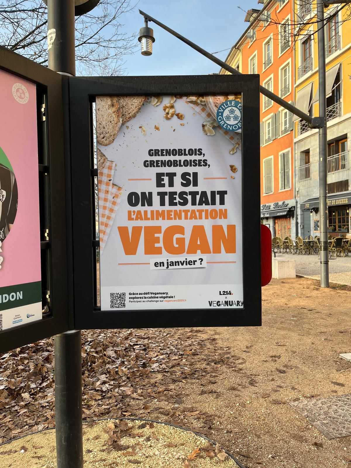 Campagne affichage Grenoble veganuary 2025